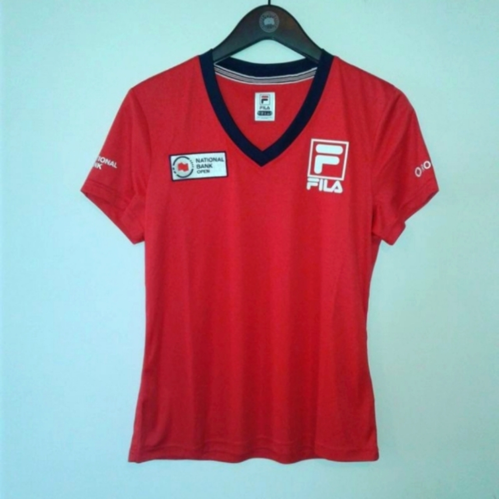 NWT Fila Rogers Cup Tennis Canada Open T-Shirt Size S V-neck womens jersey